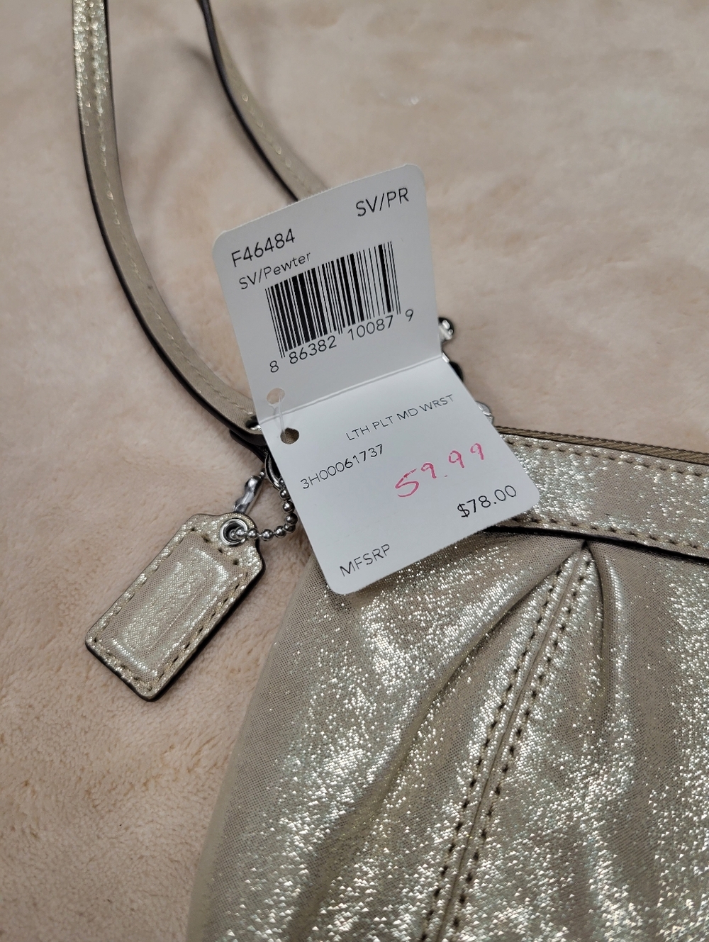 NEW Vintage Coach 2000s Metallic Champagne Gold Wristlet - Deadstock NWT Clutch - Picture 6 of 9